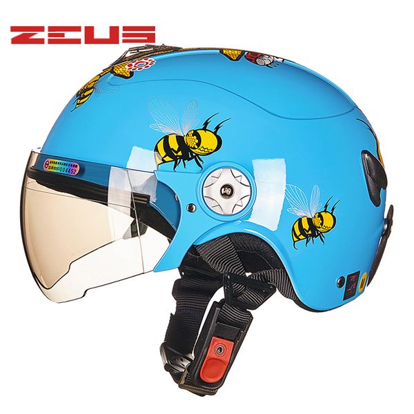 

zeus children cartoon motorcycle helmets half face kids cute capacete casco child safety protective motorbike helmet