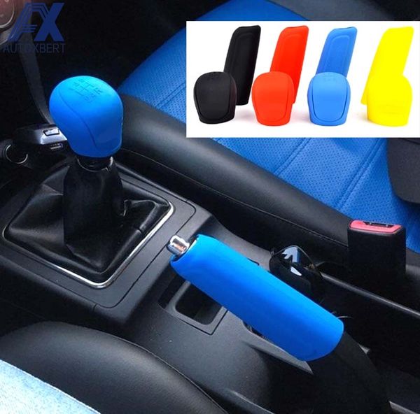 

ax 2pc car silicone shift gear knob with hand brake covers set handbrake case skin for solaris/kia rio/ qashqai