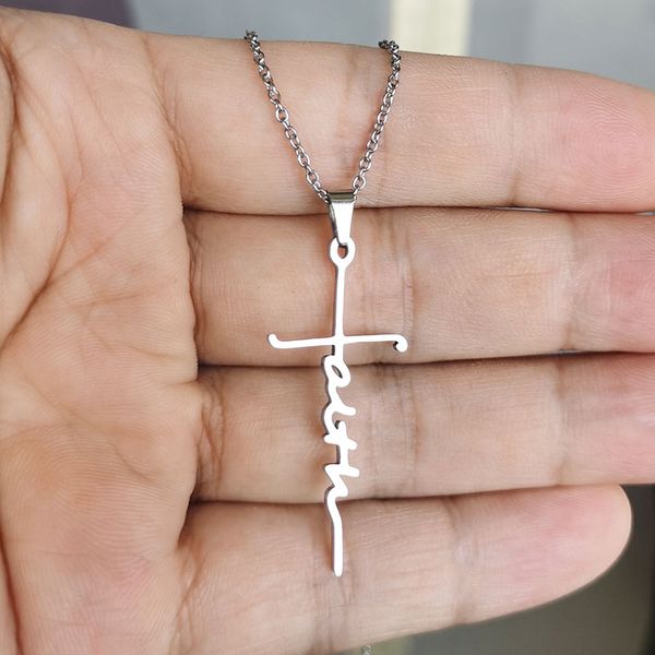 

wholesale 10pc/lot new stainless steel cross pendant necklace faith necklaces women men fashion jewelry gift sn278, Silver