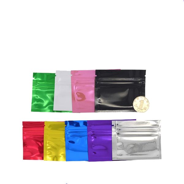 Sample Power Zipper Mylar Foil Packaging Bags Richiudibile Mini sacchetto di immagazzinaggio del regalo 7.5 * 6.5cm 100pcs Multi-Colors