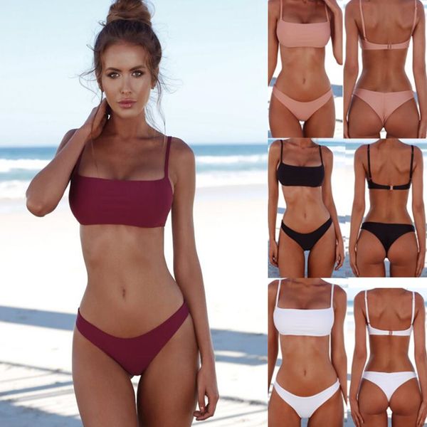 

8 colors solid bikini set swimming suit for women two-piece swimsuit swimwear bathing suit female beach wear
