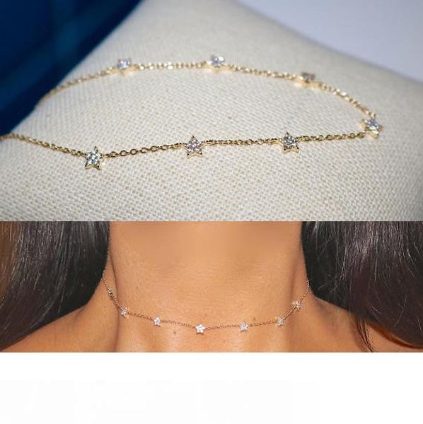 

2018 christmas gift vermeil 925 sterling silver cute star choker charm necklaces charming women jewelry fine silver necklace mx190730