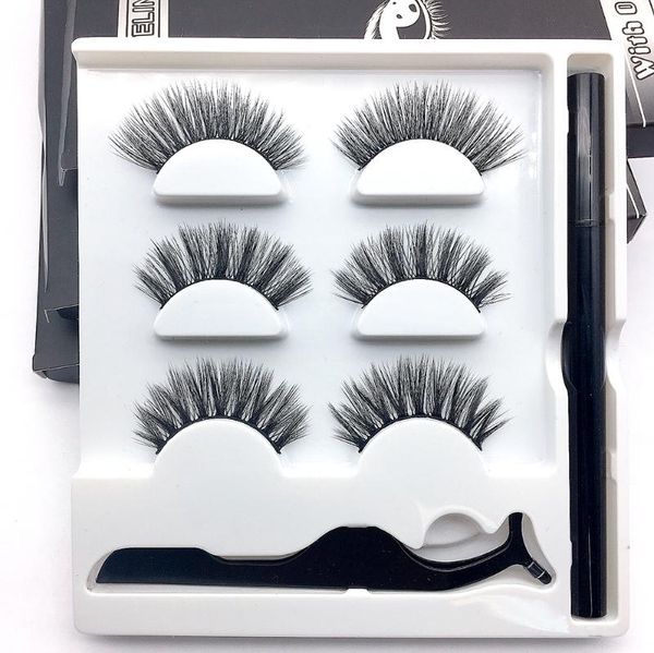 

3pairs/set magnetic false eyelashes magic lashes with magnetic liquid eyeliner kit long-lasting waterproof eye makeup tools
