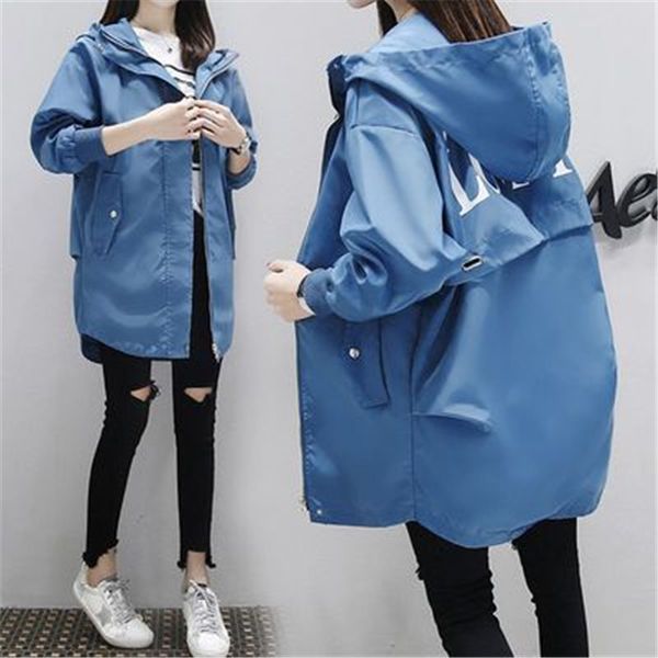 

plus size 3xl women's trench coat 2019 spring autumn new big size long sleeve hooded solid color slim windbreaker coat 805, Tan;black