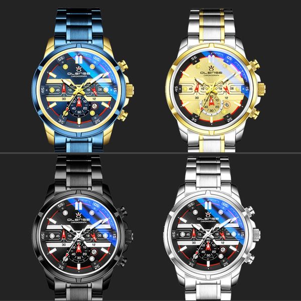 

men black watches gifts for boyfriend husband luxury full steel watch masculino relogio men's sports business wristwatch chronograph, Slivery;brown