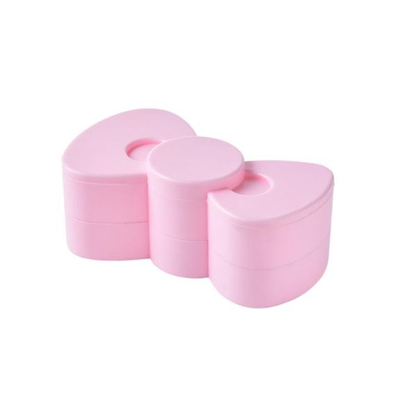 

2 layers abs hairpin organizer necklace earrings jewelry storage box gift dustproof 360 degree rotatable bowknot shape home, Pink;blue