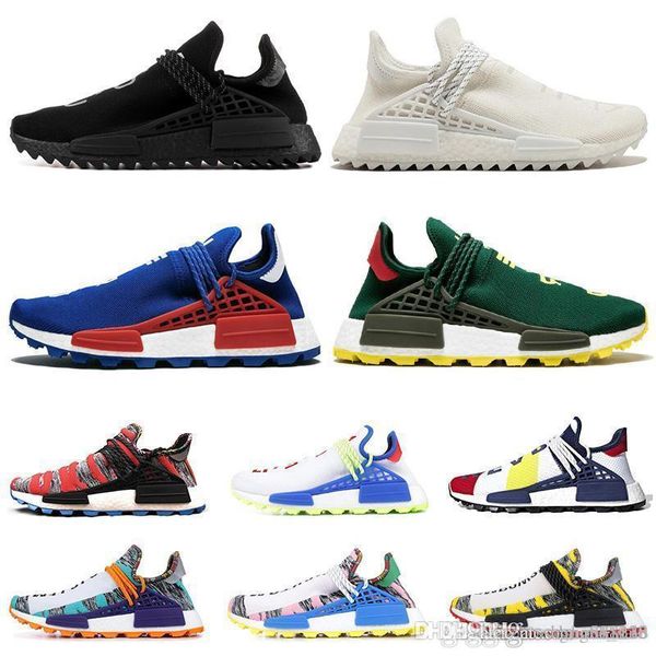 

2019 human race hu trail x pharrell williams nerd running shoes for men black white blue green cream mens trainers sports sneakers
