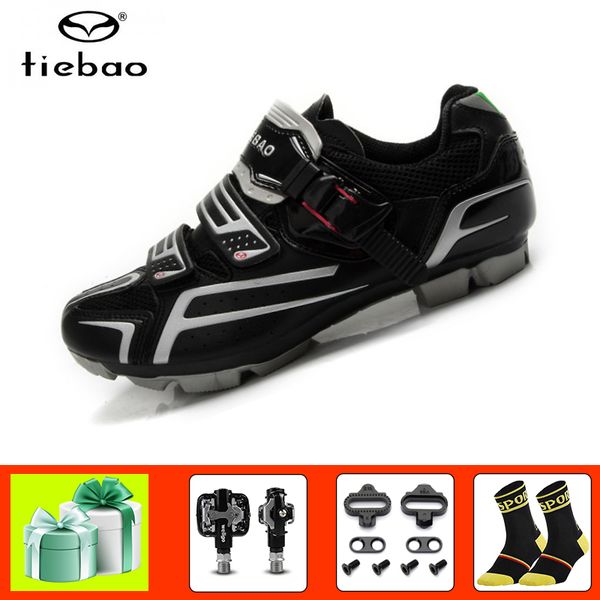 

tiebao professional cycling shoes sapatilha ciclismo mtb spd pedals 2019 men mountain bike riding sneakers athletic bike shoes, Black