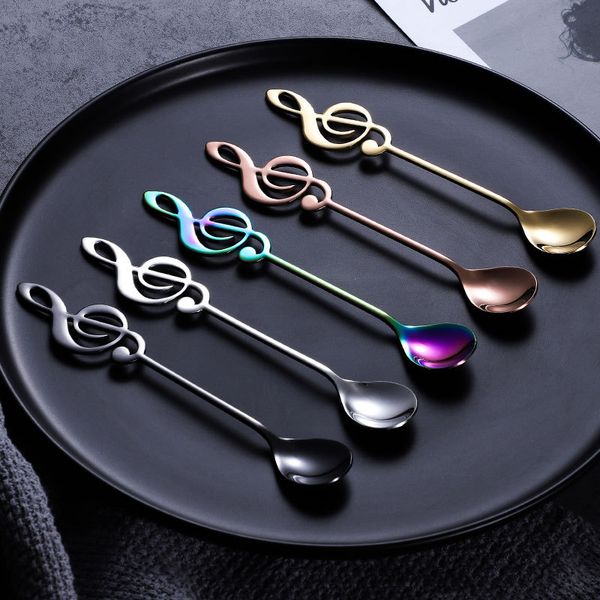 

creative musical symbol stainless steel coffee spoon colorful small spoons