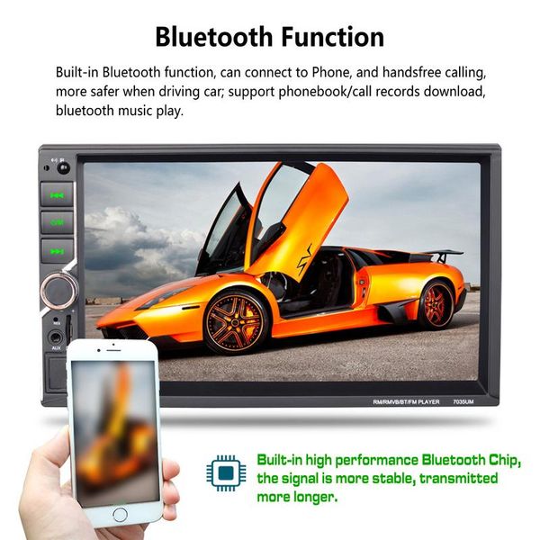 

car dvd Universal DC12V 1080P 7-inch 2DIN Car Multimedia Player Steering Wheel Control FM Radio Bluetooth Hands-free Calls Dual USB