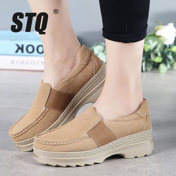 

stq 2020 autumn women platform sneakers shoes oxford shoes for women slip on loafers casual flat sneakers 5068, Black