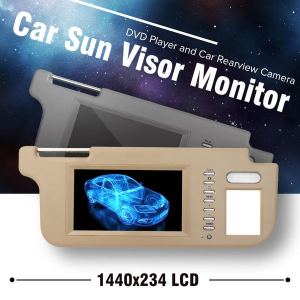 

gray/beige lcd screen interior mirror visor monitor rear camera with wire kit left/ right for car rearview camera player set
