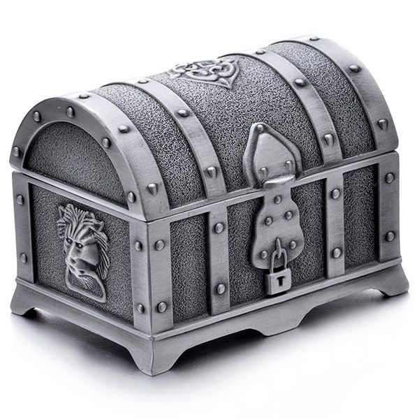 

rectangle vintage metal treasure chest trinket jewelry box gift box ring case for girls ladies women, Pink;blue