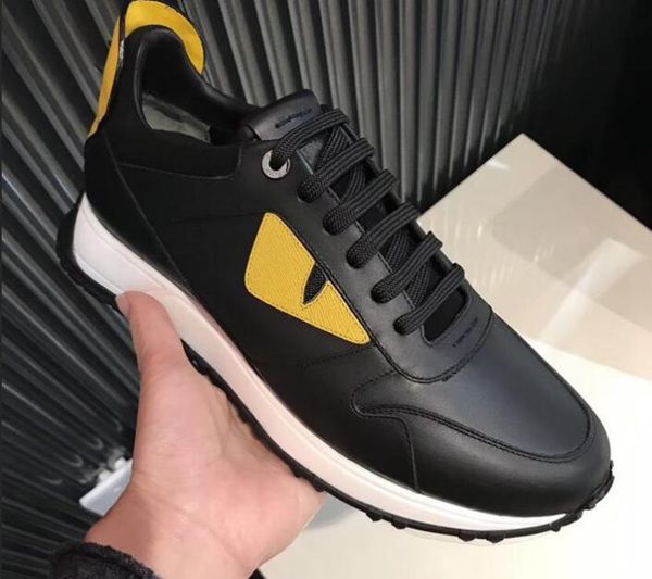 

2019 designer casual shoes genuine leather yellow eyes little monsters mens casual sneakers sports boots ff 38-45, Black