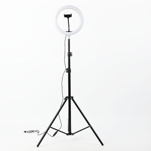 

with tripod pgraphy led selfie ring light 26cm three-speed stepless lighting dimmable with phone holder for makeup video live studio