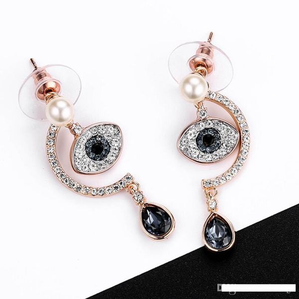 

designer jewelry earrings for women pearl eye of the devil moon opal circle round charm earrings fashion, Golden