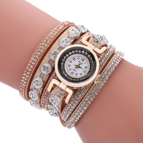 

bracelet watches 2019 new fashion women vintage rhinestone pu leather strap wristwatches wholesale luxury casual quartz watches lw088, Slivery;brown