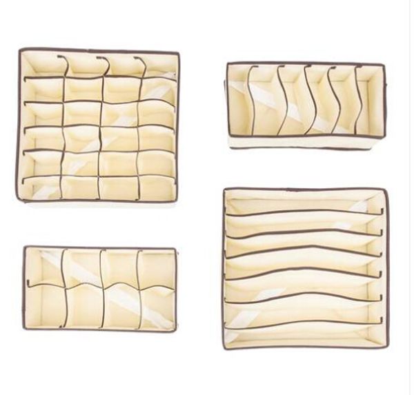 

wholesales 4pcs non-woven fabrics storage boxes beige