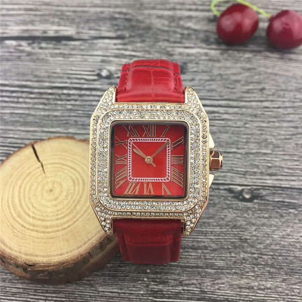

Роскошные часы Женские Часы Diamonds Dial Band Римские цифры Кварцевые Часы Для Женщин Шв