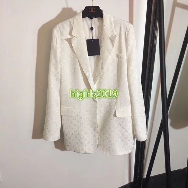 

High end women girl jacket blazer monogram jacquard peak lapel long leeve weat hirt blou e fa hion de ign luxury uit