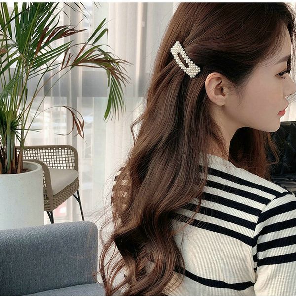 

pearl flower hair accessories barrette hairclip hairpins pearl white jeweled hair clip haarclip van goud en parel qwffq, Black;brown