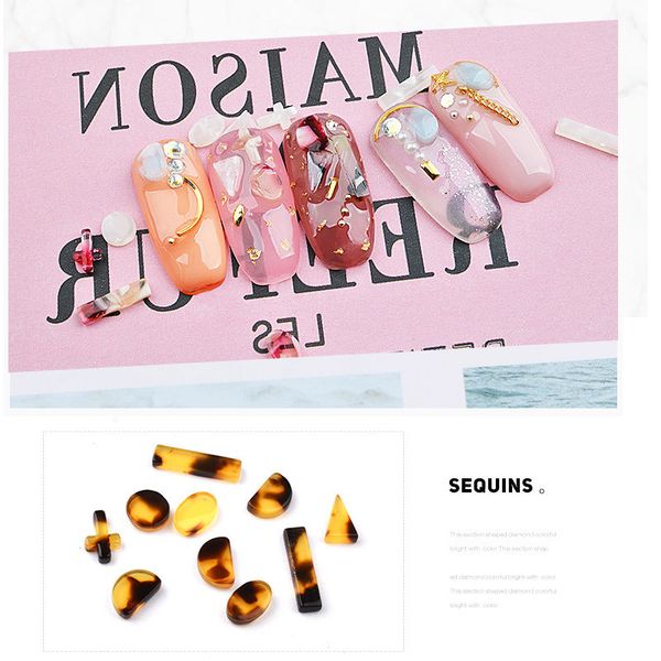 

japanese manicure new jewelry stone colorful blooming resin diamond semi-rectangular triangle section nail stickers jewelry, Silver;gold