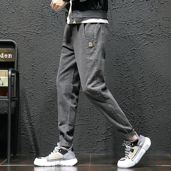 

men's jeans autumn winter 2021 fashion grey brand casual beam feet korean elastic trousers plus fat size harem overalls pants, Blue