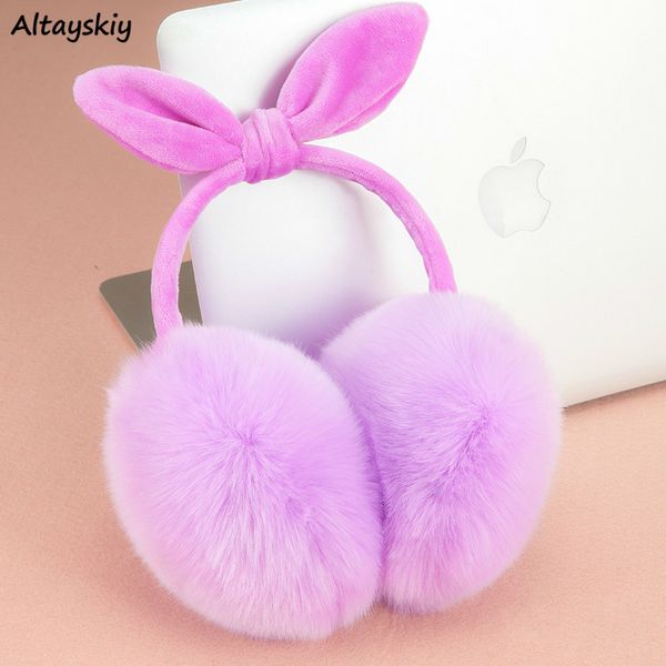 

earmuffs women faux fur earmuff bow warm simple solid all-match trendy womens kawaii pink soft ladies lovely accessories, Blue;gray