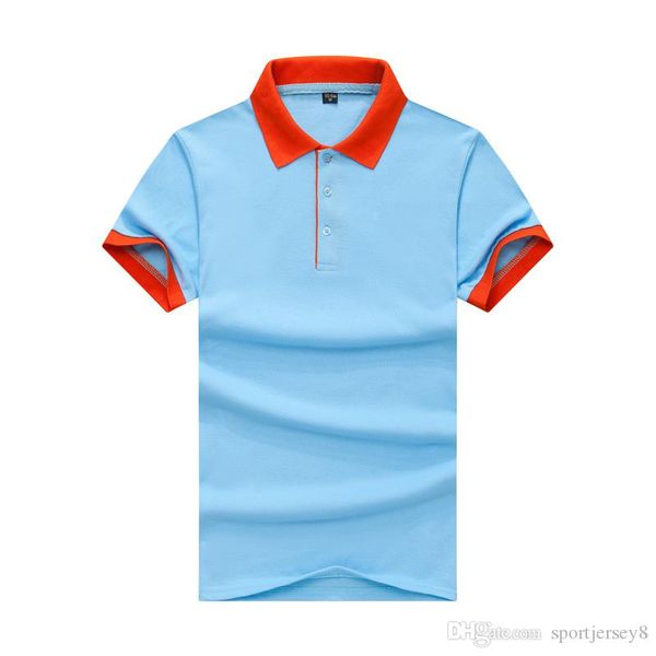 

comfortable beaded contrast lapels slim polo summer men sky blue spelled orange sleeve t-shirt jh-016-028, Black