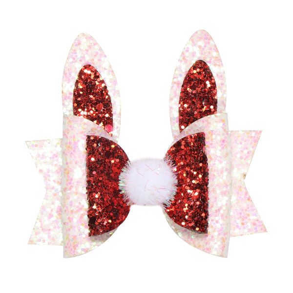 

boutique 15шт моды блеск уши bowknot шпильки твердые клипы pom pom боути волос принцессы аксессуары для волос головные уборы, Slivery;white