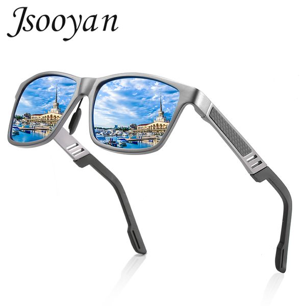 

jsooyan 2020 new vintage men sunglasses polarized uv400 aluminium magnesium frame glasses retro driving eyewear gafas de sol, White;black