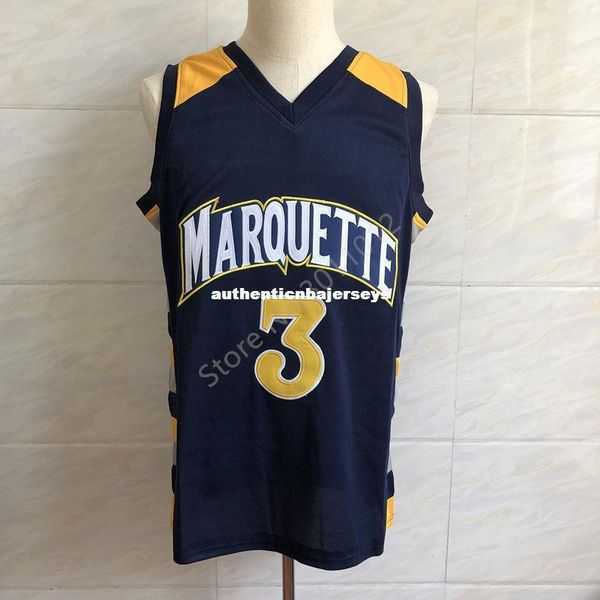 

2018 dwayne wade #3 college marquette golden eagles basketball jersey all size embroidery stitched vest jerseys ncaa, Black;blue