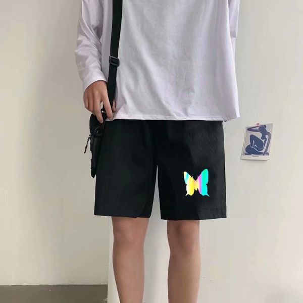 

sports shorts summer thin ins tide brand gray male korean version of the trend loose five-point pants reflective butterfly short, White;black