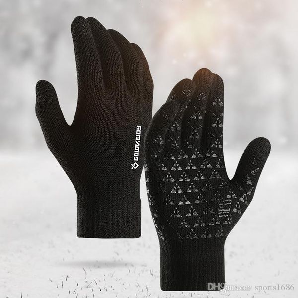 

перчатки с сенсорным экраном мужчины женщины вязаные шерсть теплый меховой утолщенные driving противоскольжения студенты лыж велоспорт работ, Black