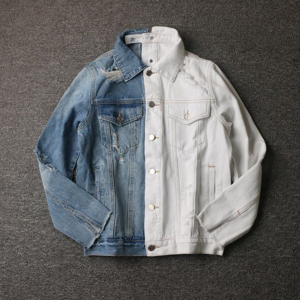 

2019 autumn women double-sided jean jacket female single-breasted basic coat long sleeve patchwork hole denim jacket, Black;brown