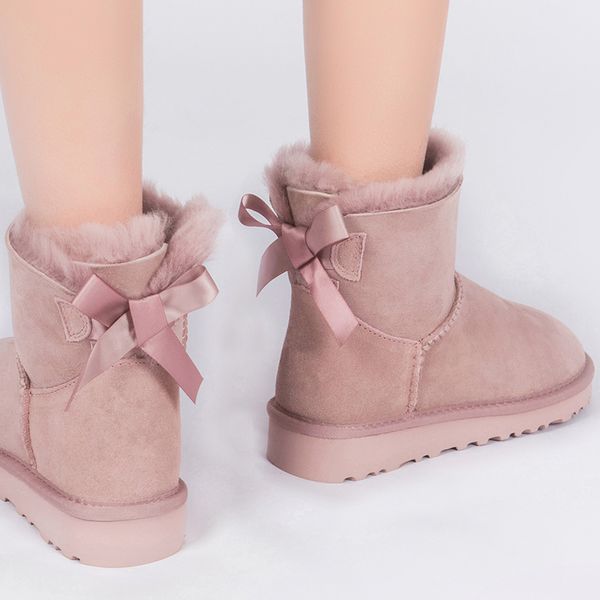 

2020 марк зима женщина снег ботильоны real овчина кожаные ботинки с натуральным мехом женского ски теплой обуви с зашнуровать lady botas, Black