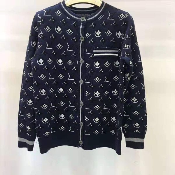 

1120 2019 осень свитер круглый вырез с длинным рукавом флора печати мода кнопка роскошный кардиган женская одежда dl, White;black