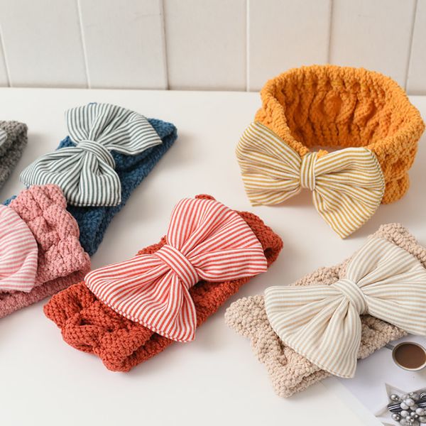 

fashion hair ornament for women girls wide side nordic style coral velvet hairbands multi purpose with bowknot headwear
