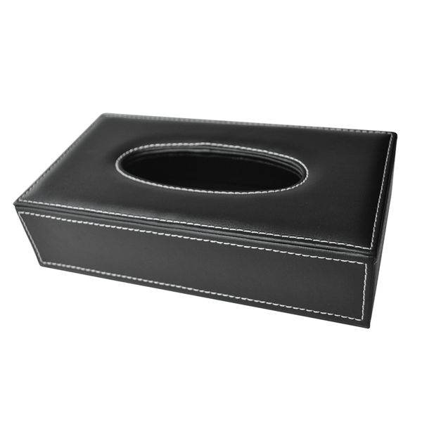 

car home rectangle shaped faux leather case paper tissue box holder black