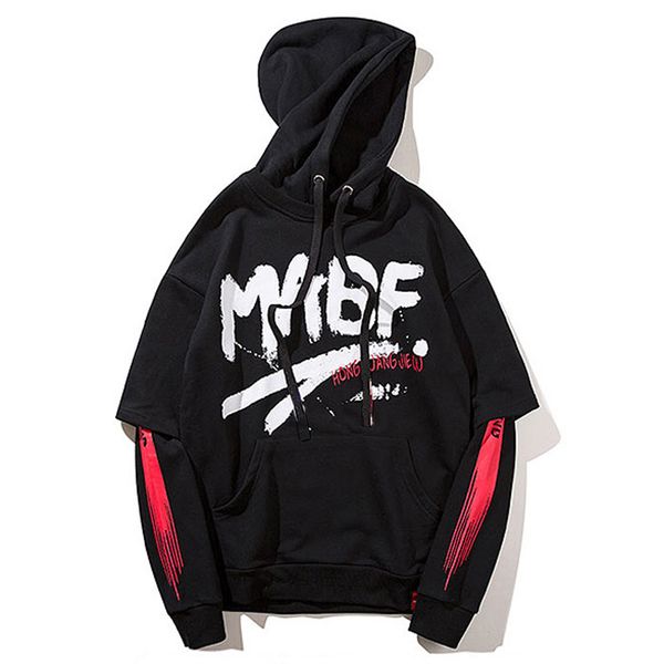 

luxury designer autumn loose large chunky men's long sleeve t-shirt fake two new men's hoodie sweater plus fertilizer xl, White;black