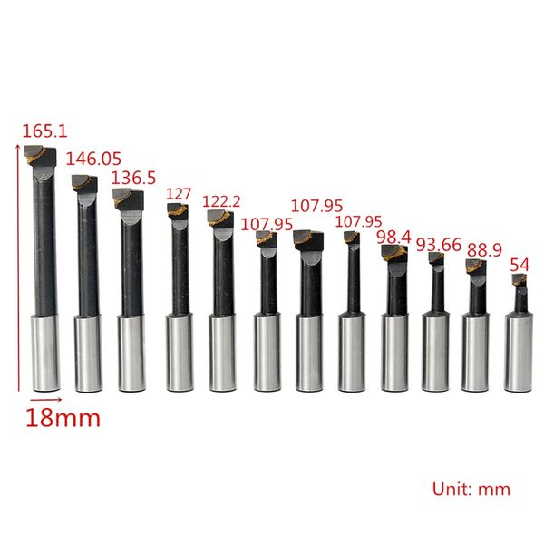 Freeshipping 12-teiliger 18-mm-Schaft-F1-Bohrstangensatz für 3-Zoll-Bohrkopf mit Hartmetallspitze