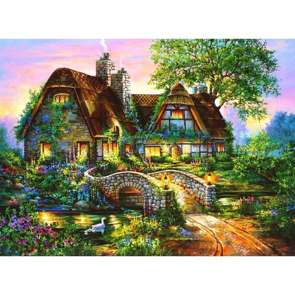 

5d diy diamond painting rural scenery cross stitch full circular diamond embroidery landscape rhinestones