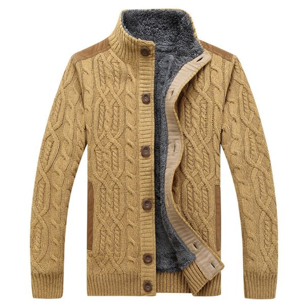 

mens winter thick fur lining sweaters autumn men sweater coats velvet fleece warm cardigan jacket male brand clothing, White;black