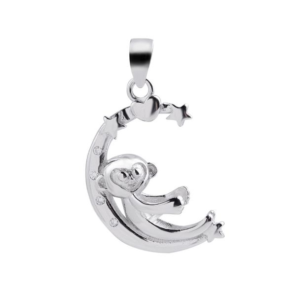 Ciondolo scimmia Bel regalo Accessori per perle in argento sterling 925 senza pietra Semimontaggi fai da te 5 pezzi