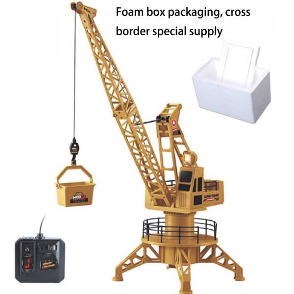 XMING Kabelgebundenes ferngesteuertes Turmkran-Kopfmast-Modellspielzeug, 1:24 High Simulation Engineering Truck, 360°-Drehung, mit Lichtern, Weihnachtsgeschenk für Kinder