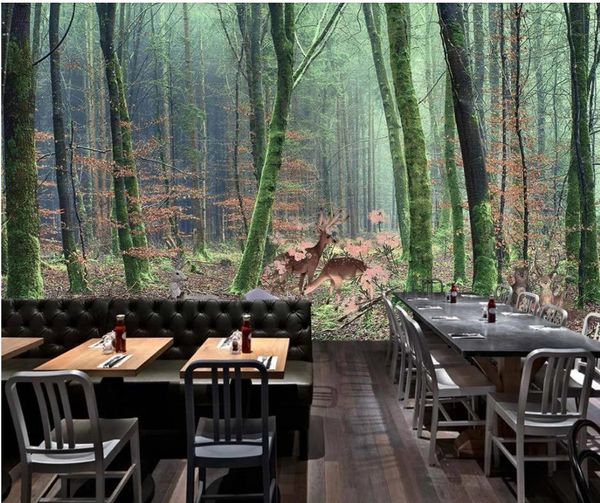 

large forest tree background wall painting modern wallpaper for living room