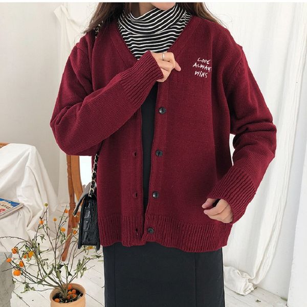 

2018 new korean vintage fashion embroidery retro v neck loose long sleeve women sweaters cardigans jacket jumper, White;black