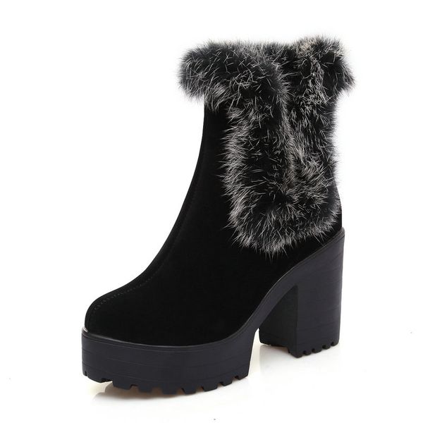 

nemaone autumn winter ankle boots women fashion platform high heel shoes woman winter large size 34-46, Black