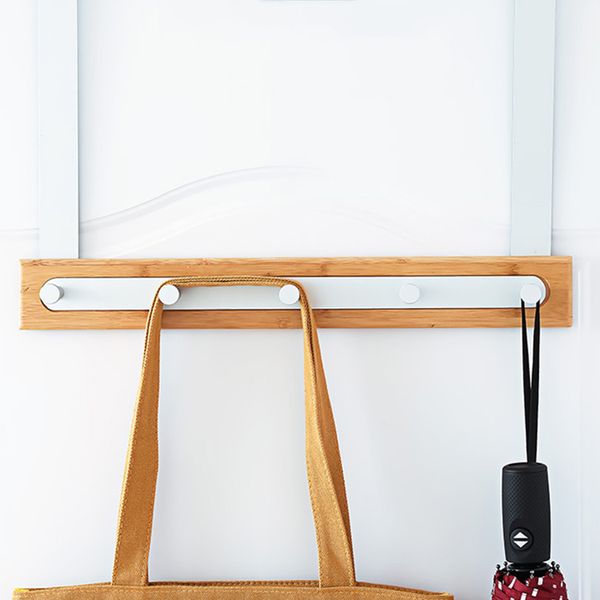 

door back rack bamboo aluminum 5 hooks multifunction traceless hanging hook 669