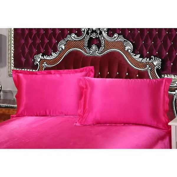 

wholesale- 1 pc 100% satin solid pillow case double face envelope feel like silk pillowcase multiple colors ployester